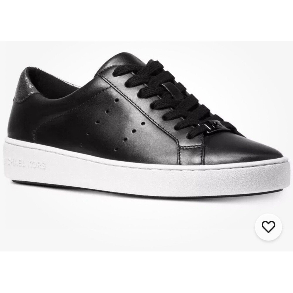 Michael Kors Irving Lace Up Sneaker Black Upper Leather Perforated Women’s 8.5
